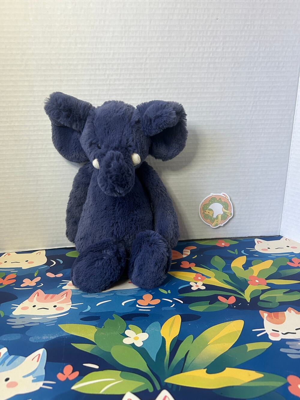 Jellycat Bashful Elephant Dark Blue Navy Blue Plush Stuffed Animal Toy Doll